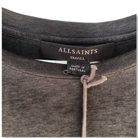 NWT ALLSAINTS Women's Daisy Tee Dark Night Tiered Hemline Pullover Sz. Small - Picture 3 of 13